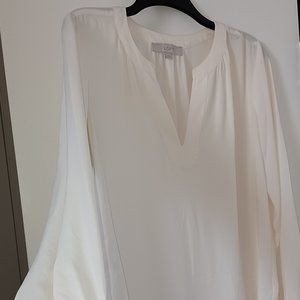 LOFT Long-Sleeved Flowy Blouse in Off-White Sz S